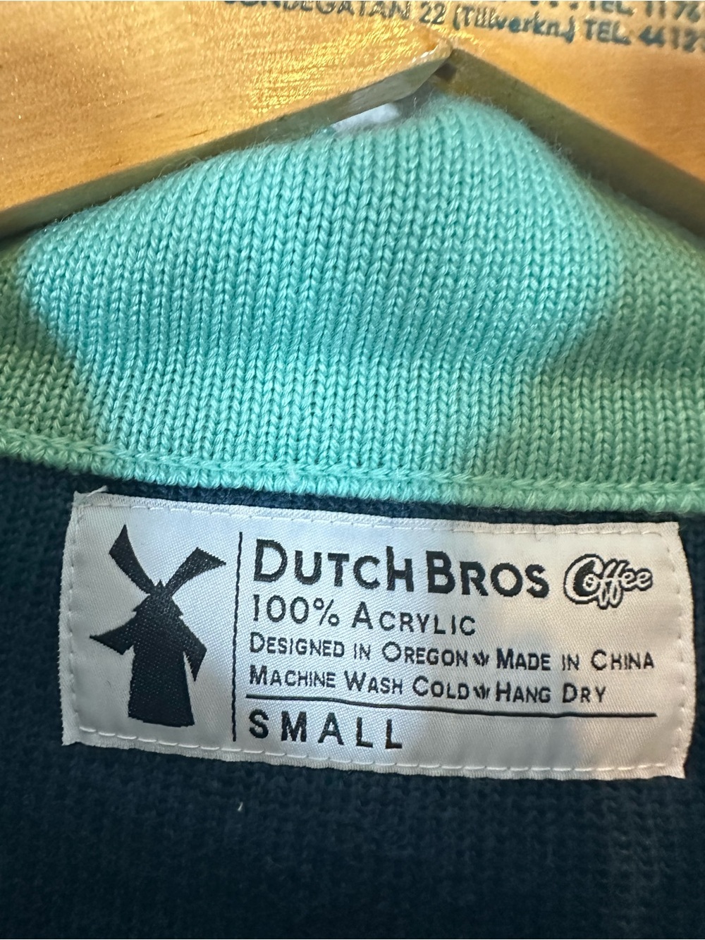 Dutch Bros Sweater Exclusive '92 Retro Alpine Mountain Employee Size S Teal Cozy - Picture 5 of 11